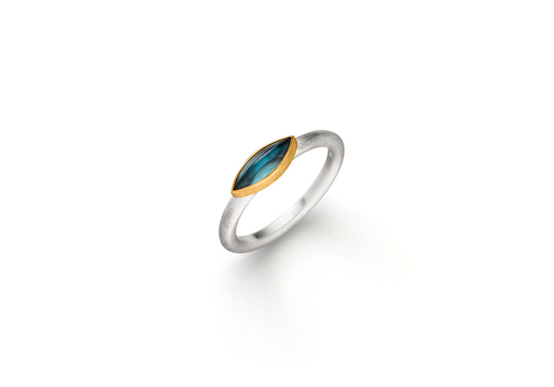 SILBER/GOLD RING TURMALIN